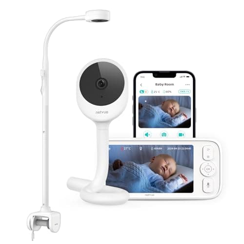 NETVUE Upgraded Baby Camera Monitor Video - 5000mAh Baby Monitor with Camera and Audio, 5" Display, 4 in 1 Bracket Meets The Needs in All Scenarios, Smart Phone App, Cry Detection - Image 1