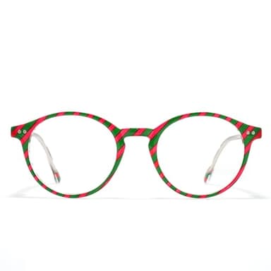 TIJN Blue Light Blocking Glasses Men Women Vintage Thick Round Rim Frame Eyeglasses(Red/Green) - Image 1