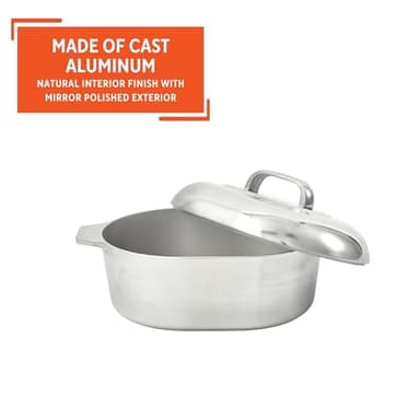 IMUSA USA Heavy Duty Cajun Oval Cast Aluminum Roaster 18", Silver - Image 3