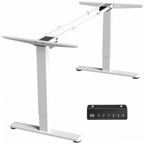 VIVO Dual Motor Electric Sit Stand Desk Frame, 220 lbs Capacity, Memory Controller Height Adjustment, Frame Only, White, DESK-E-200W - Image 1