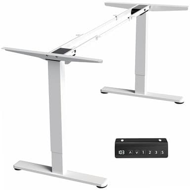 VIVO Dual Motor Electric Sit Stand Desk Frame, 220 lbs Capacity, Memory Controller Height Adjustment, Frame Only, White, DESK-E-200W - Image 1