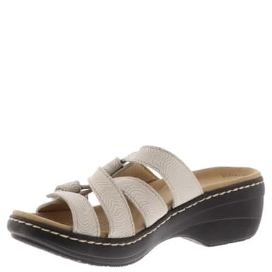 Clarks Collection Women's Merliah Karli Wedge Sandal, White Leather, 6.5 Medium US - Image 4