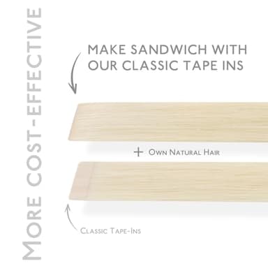 WENNALIFE Invisi Edge & Classic Tape in Hair Extensions Human Hair, 18 Inch 50g 20pcs(10pcs Invisi Edge & 10pcs Classic) Platinum Blonde Invisible Luxury Remy Hair Natural Seamless Injected Tape Ins - Image 4