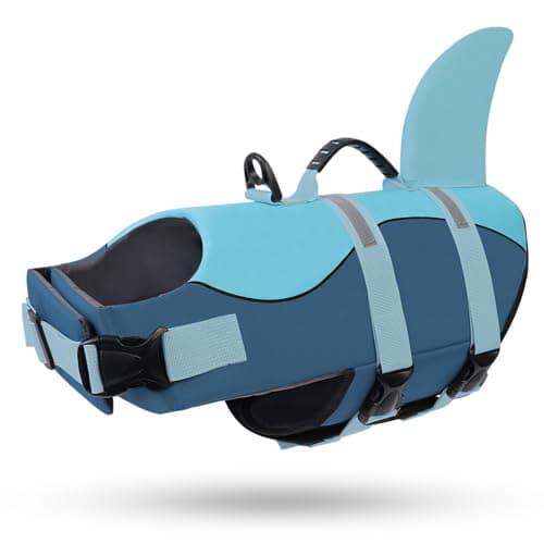 Queenmore Dog Life Jacket High Flotation, Reflective Dog Life Vest for Swimming, Adjustable Dogs Life Preserver Rescue Handle Spring Summer Pool for Small, Medium, Large Dogs (Ocean Blue,L) - Image 1
