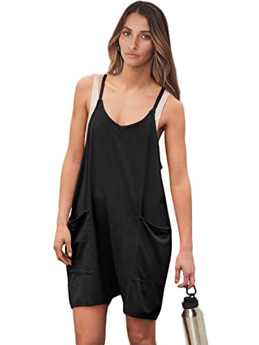 ANRABESS Womens Rompers Summer Casual Loose Sleeveless Overalls Spaghetti Strap Shorts Jumpsuit 2025 Beach Vacation Outfits Black X-Large - Image 8