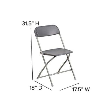 Flash Furniture Hercules Series Plastic Folding Chairs for Parties and Weddings, Stackable Commercial Event Seats, Set of 10, Gray - Image 3