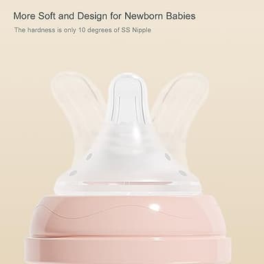 Gulicola Natural Glass Baby Bottle for Breastfed Babies, Anti-Colic Baby Bottle Set with Medium Flow Nipple, 3 Months +, 8 oz, 2 Pack - White - Image 5