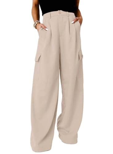 Dokotoo Women's Pants 2024 Lady Pants Women High Waisted Baggy Wide Leg Mom Boyfriend Cargo Jeans Trendy Casual Trouser 4 Pockets Gray - Image 1