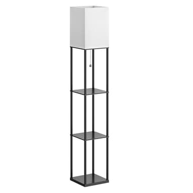 Floor Lamp with Shelves for Living Room, Shelf Floor Lamp with 3 CCT LED Bulb, Corner Display Standing Column Lamp Etagere Organizer Tower Nightstand with White Linen Shade for Bedroom, Office - Image 8
