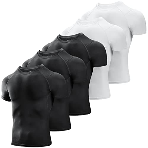 Niksa Men's Compression Shirts 3/5 Pack, Short Sleeve Athletic Compression Tops Cool Dry Workout T Shirt - Image 1