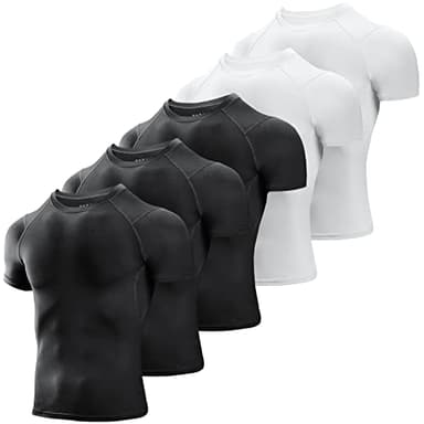 Niksa Men's Compression Shirts 3/5 Pack, Short Sleeve Athletic Compression Tops Cool Dry Workout T Shirt - Image 1