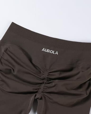 AUROLA Influence Collection Workout Shorts for Women,No Roll Up New Scrunch Seamless Gym Short-3.5" Inseam, Chestnut Brown, S - Image 3
