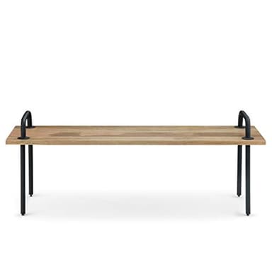 SIMPLIHOME Berkeley SOLID MANGO WOOD 56 inch Wide Industrial Entryway Bench in Natural for the Living Room, Entryway and Family Room - Image 4