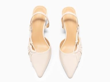 Coutgo Womens Slingback Kitten Heels Closed Pointed Toe Pumps D'Orsay Wedding Party Dress Shoes, Cream White, Size 9 - Image 5