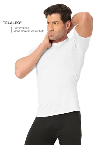 TELALEO 6 Pack Men's Compression Shirt Short Sleeve Athletic Baselayer Sports T Shirts Workout Tops for Men Black White M - Image 5