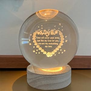 Orekih 3D Crystal Ball Night Light, Heart Night Light, Side Table Lamps for Bedroom, with Wooden Base, Ideal Gift for Home Decor - Image 8
