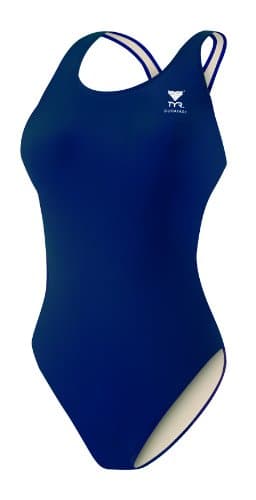 TYR Sport Girl's Solid Maxback Swim Suit (Navy, 20)