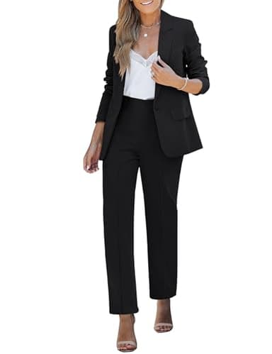 Luvamia Dressy Black Pant Suit - Women's 2 Piece Business Casual Outfit, Size 12-14 - Image 1