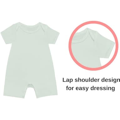 GUISBY Rayon Baby Pajamas, Short Sleeve Footless Rompers, Snap Closure Sleeper for Boy Girls Yellow Light green 3-6 Months 3pc - Image 2