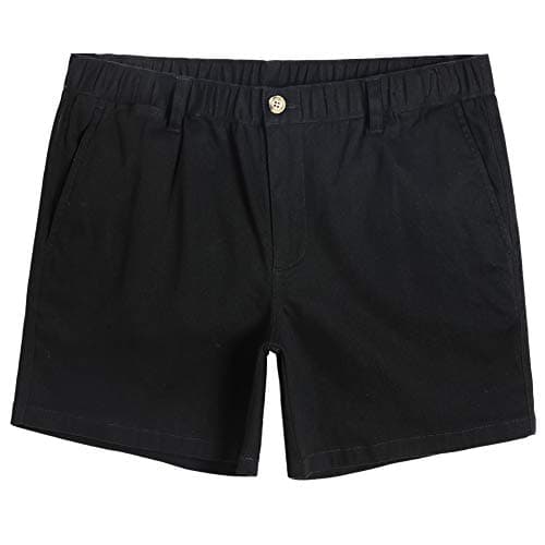 maamgic Men's Classic-fit 5.5" Cotton Casual Shorts Elastic Waistband with Multi-Pocket Daily Wear Walking Summer Outfit Black 38 - Image 1