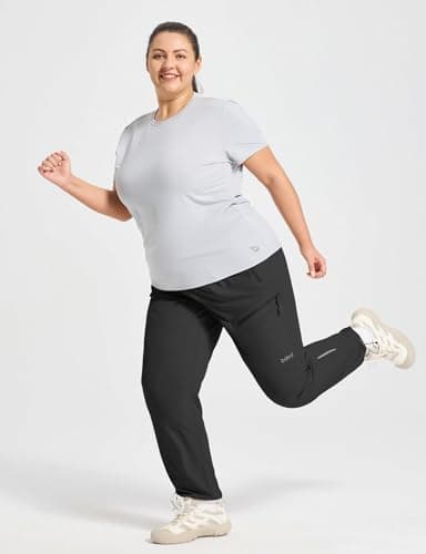 baleaf Plus Size Pants for Women Hiking Cargo Water Resistant UPF 50+ Cargo Joggers Zipper Pockets Black 4XL - Image 7