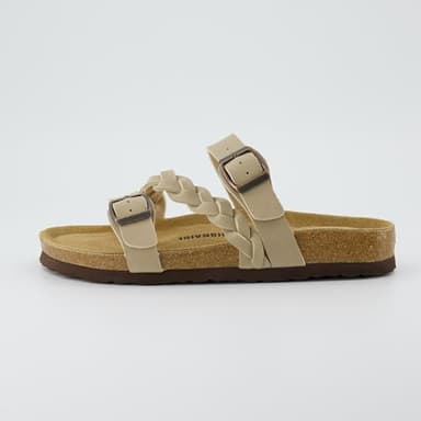 CUSHIONAIRE Women's Cork Footbed Sandal - Comfortable, Adjustable Straps, Arch Support, Wide Widths Available, Boho Chic Summer Slides, Stone 8 - Image 8