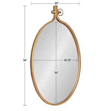 Kate and Laurel Yitro Oval Metal Framed Wall Mirror; 20 x 34; Gold; Glamorous Industrial Accent Mirror for Wall - Image 5