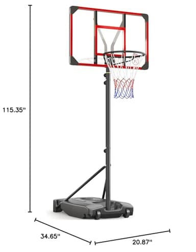 Yohood Kids Basketball Hoop Outdoor 4.82-8.53ft Adjustable, Portable Basketball Hoops & Goals for Kids/Teenagers/Youth in Backyard/Driveway/Indoor, with Enlarged Base and PC Backboard - Image 9