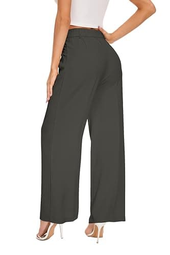 FUNYYZO Women's Wide Leg Pants High Elastic Waisted in The Back Business Work Trousers Long Straight Suit Pants - Image 6