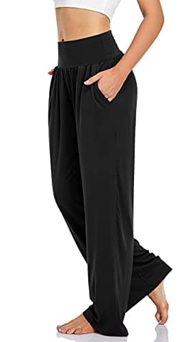 UEU Women's Plus Size High Waist Yoga Sweat Pants Casual Loose Fit Sweatpants Comfy Lounge Wide Leg Athletic Pants with Pockets(Black,XL) - Image 2