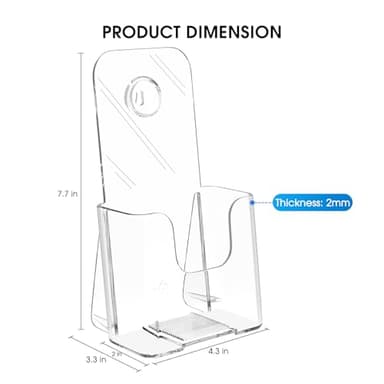 KTRIO Acrylic Brochure Holder 4x9 Inches 2 Pack, Clear Pamphlet Display Stand Plastic Flyer Holders for Booklets, Menu, Journals, Wall Mount or Countertop Use - Image 5