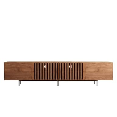 NessCarsti Mid Century Modern TV Stand for 80+ Inch TVs, 94.48" Walnut Console with Ample Storage – Stylish Entertainment Center for Living Room or Bedroom - Image 7