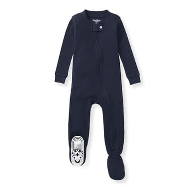 Burt's Bees Baby Baby Boy's Sleeper PJs, 100% Organic Cotton, One-Piece Footie, Zip Up Jumpsuit, Snug Fit Pajamas, Midnight Solid Rib, 12 Months - Image 1