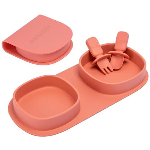 yahaa Silicone Foldable Novelty Dinner Plates,Baby Plates Travel Essential with Forks and Spoons,Microwave & Dishwasher SafeWatermelon - Image 1