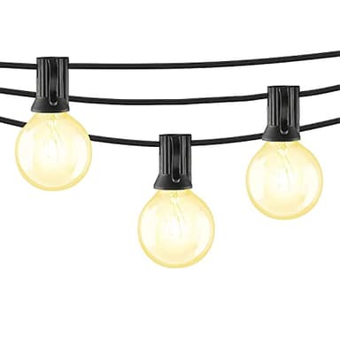 Beams 1W G40 Globe Bulb LED Weatherproof Indoor/Outdoor String Lights, 25 ft, Black - Image 1