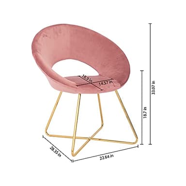 CangLong Modern Velvet Accent Upholstered Make-up Stool Home Office Guest Reception Dining Leisure Lounge Chairs with Golden Legs Set of 2, Pink 1 - Image 3