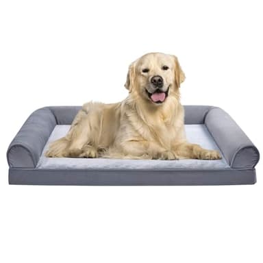 Amazon Basics Living Room Couch Dog Bed with Premium Foam, Pressure-Relief Support for Dogs up to 90lbs, Machine Washable Cover, Extra Large Sized (44" x 35"), Grey - Image 2