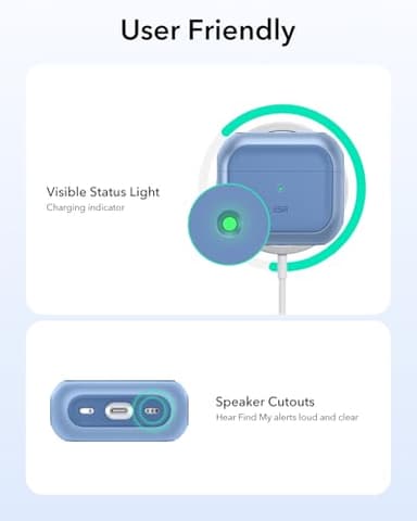 ESR for AirPods 4 Case, Compatible with AirPods 4th Generation Case (2024) (USB-C), Compatible with MagSafe, Drop Protection Cover with Lanyard, Magnetic Lid Lock, Orbit Hybrid Series, Blue - Image 9