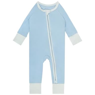 Gaiibbt 3PACK Baby Rompers Footless 2 Way Zipper Long Sleeve Pajamas aqua green+Lake Water Blue+Grey Orchid 12-18 M - Image 2