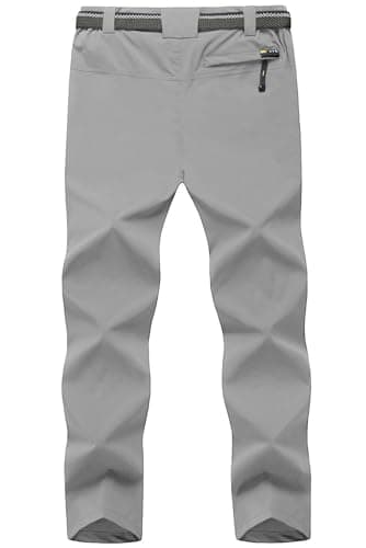TBMPOY Men's Lightweight Hiking Pants Quick Dry Mountain Fishing Camping Travel Outdoor Pants Thin Light Gray L - Image 2