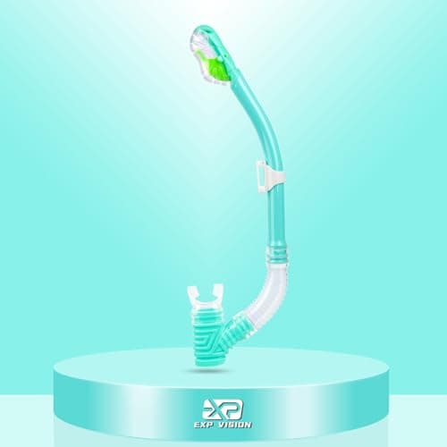 Ultimate Dry Snorkel for Kids - Ideal for Snorkeling, Scuba, Freediving, & Swimming - Features Easy-Breath Technology, Top-Mounted Dry Valve, & Food-Grade Silicone Mouthpiece (Aqua) - Image 1
