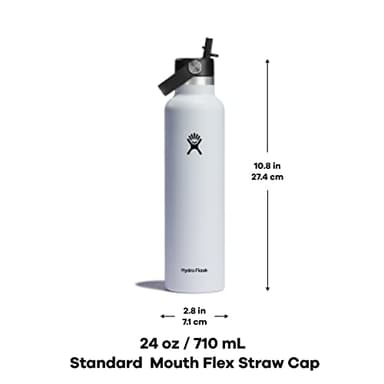 Hydro Flask Water Bottle - Insulated Stainless Steel - Straw Lid, Non Spill, Leakproof 24 Oz Black - Image 4