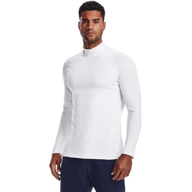 Under Armour Men's ColdGear Armour Fitted Mock, White (100)/Black, Medium - Image 2