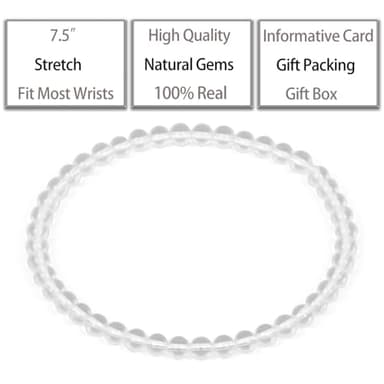 QOGIR Clear Quartz Bracelet - Amplification Bracelet for Women Men - Handmade Natural Gem Stone Beaded Stretch Elastic Healing Bracelets 4mm - Image 3