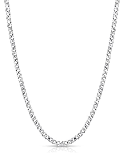 Fiusem 3.5mm Silver Colored Chains for Men, Silver Plated Cuban Link Chain Necklace for Men and Women, Stainless Steel Cuban Necklaces 22 Inch - Image 1