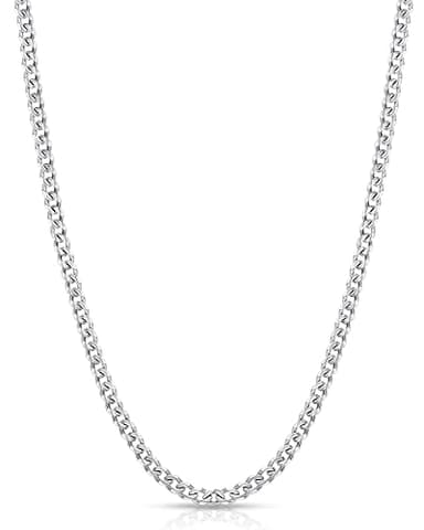 Fiusem 3.5mm Silver Colored Chains for Men, Silver Plated Cuban Link Chain Necklace for Men and Women, Stainless Steel Cuban Necklaces 22 Inch - Image 1