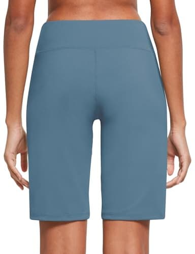 baleaf Women's Long Shorts Bermuda Knee Length Shorts 10" High Rise Workout Athletic Shorts Walking Yoga Running Golf Shorts Travel Summer Niagara S - Image 2