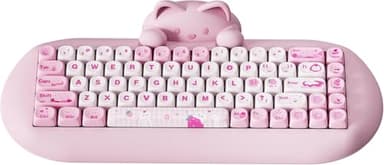 YUNZII C68 Wireless Mechanical Keyboard,65% Layout,Hot Swap,Triple Mode BT5.0/2.4G/Wired, RGB Backlit NKRO,Cute Cat Silicone Ergonomic Design for Win/Mac (Pink, Milk Switch) - Image 1