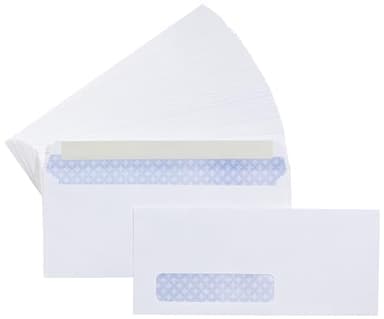 Amazon Basics #10 Security-Tinted Self-Seal Business Envelopes with Left Window, Peel & Seal Closure - 500-Pack, White - Image 1