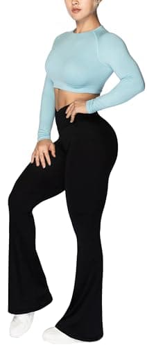 Sunzel Flare Leggings, Crossover Yoga Pants with Tummy Control, High-Waisted and Wide Leg, Sunzfly 28 Inseam, Black Small - Image 7